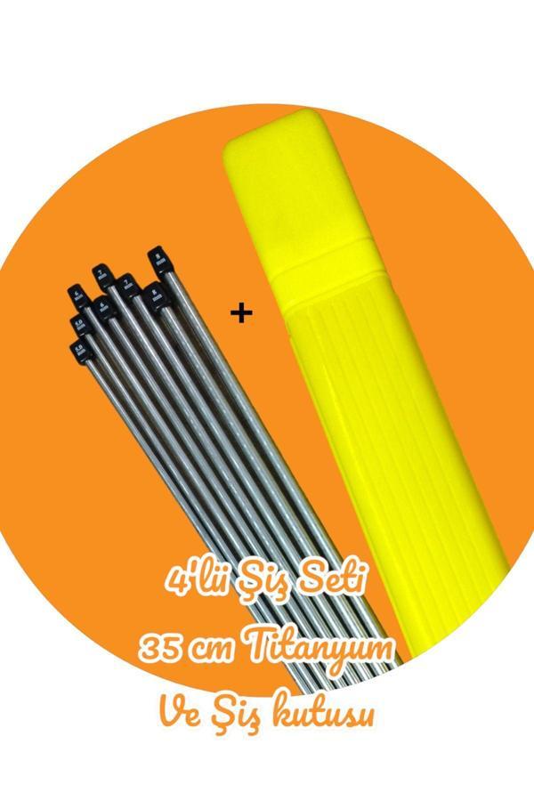 Sultan/yabalı Şiş Kutulu 4'lü Titanyum Örgü Şişi Seti 35 Cm 5-6-7 ve 8 Numara - Image 1