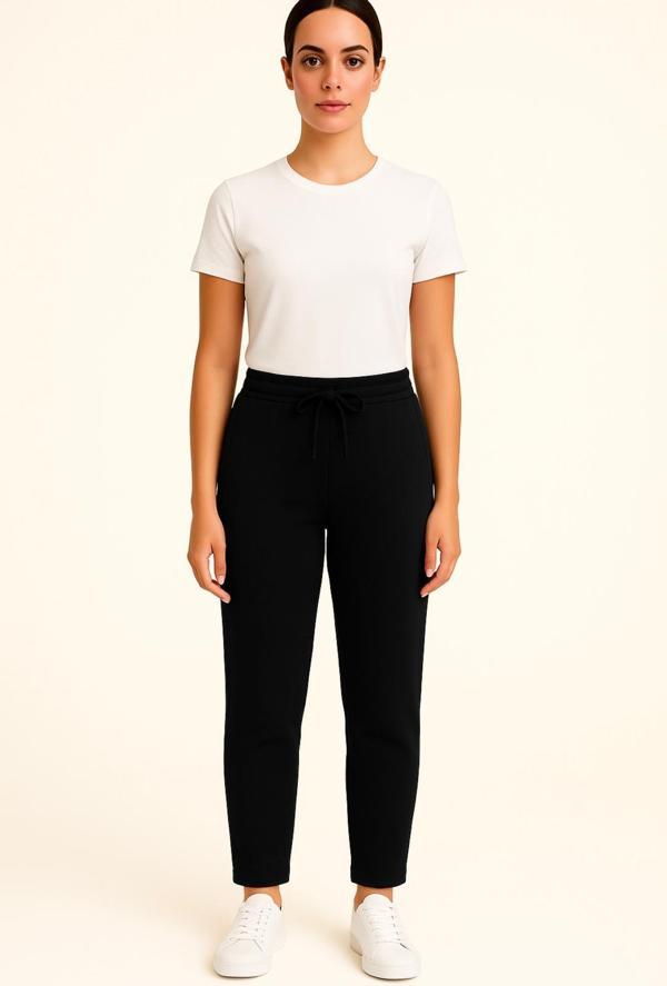 Kadın Siyah Büyük Beden 3 İplik Şardonlu Eşofman Altı-P2021 - Image 1