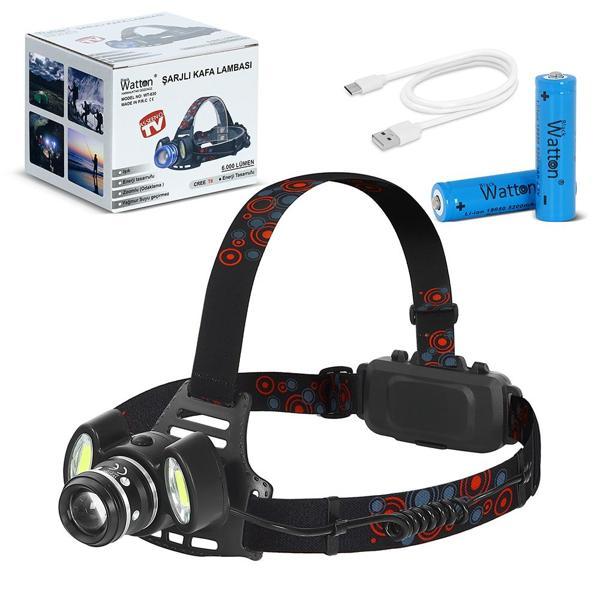 6000 Lümen 3 Başlık Şarjlı Kafa Lambası WT-630 - Image 1