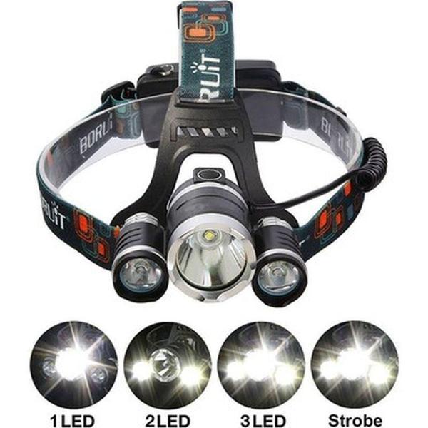 Boruit T6 Kafa Feneri 5000 Lumens 3Xcree Xm-T6+2R5 Lamba Led Kamp Lambası - Image 1