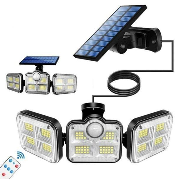 Kumandalı Solar Güneş Enerjili 122 Ledli Hareket Sensörlü Bahçe Aydınlatma Sokak Lambası - Image 1