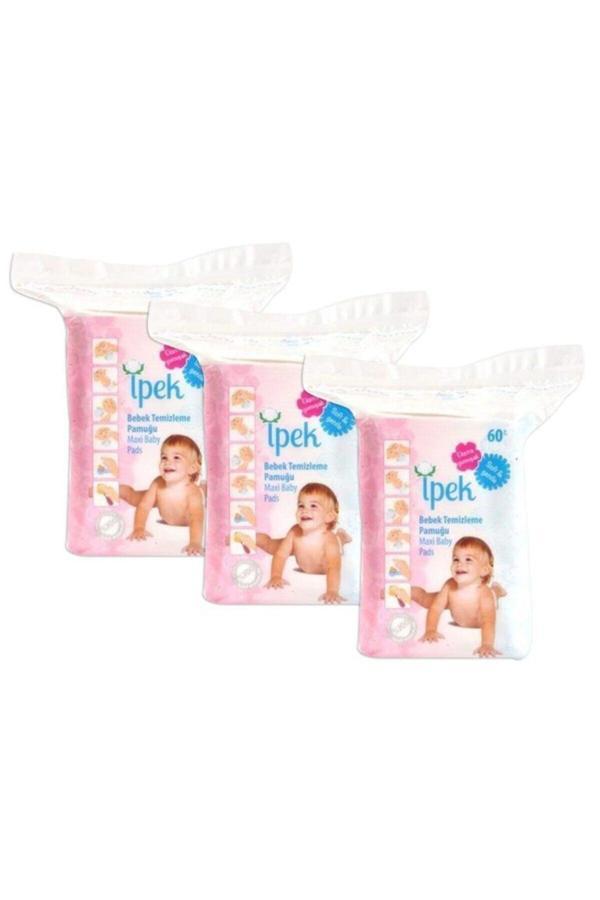 İpek Bebek Temizleme Pamuğu 60'lı 3 Paket 180 Kullanım - Image 1
