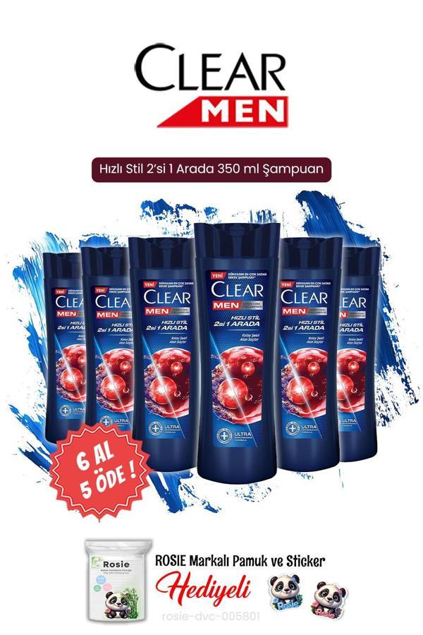 Clear 6 AL 5 ÖDE Men Hızlı Stil 2'si 1 Arada 350 ml Şampuan ve Rosie Hediye - Image 1
