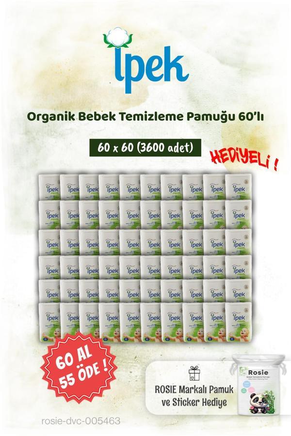 60'lı İpek Organik 60 AL 55 ÖDE Bebek Temizleme Pamuğu ve Rosie Pamuk hediye - Image 1