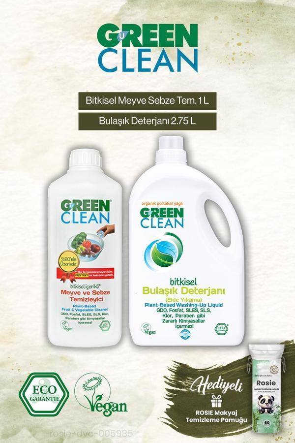 Green Clean Bulaşık Deterjanı 2.75 L ve Meyze Sebze Tem. 1000 ml, Rosie Hediye - Image 1