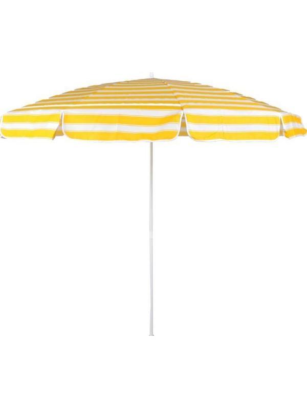 Plaj Şemsiyesi 200 CM Çap Sarı Beyaz Renkli 8 Telli Eğim Verilebilir - Image 1