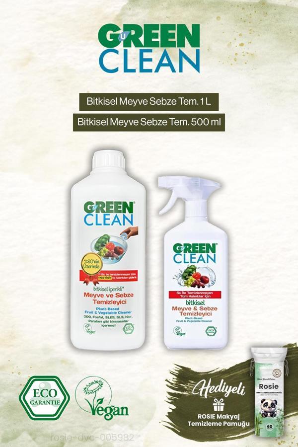  Green Clean Meyve Sebze Temizleyici 500 ml ve 1000ml, Rosie Hediye - Image 1