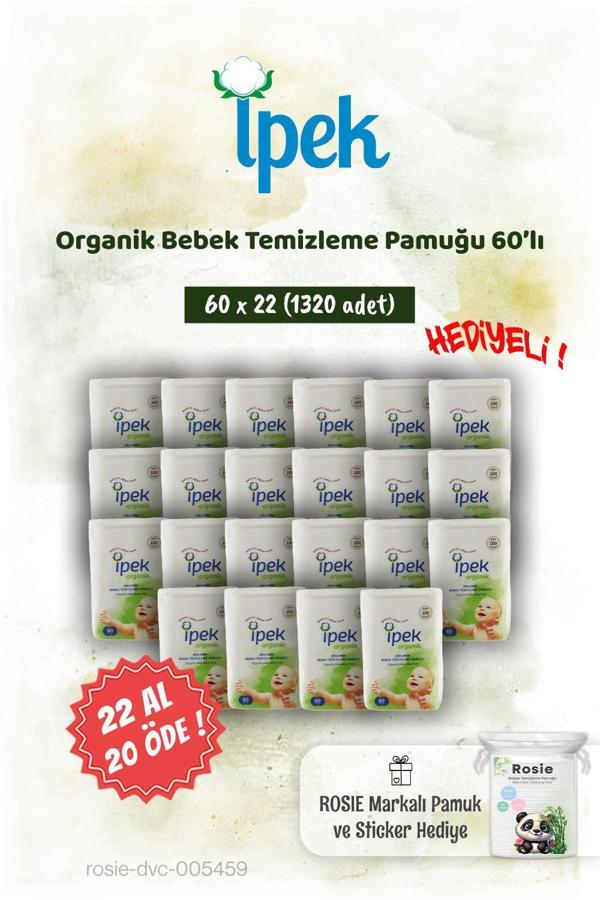 İpek Organik 60'lı 22 AL 20 ÖDE Bebek Temizleme Pamuğu ve Rosie Pamuk hediye - Image 1