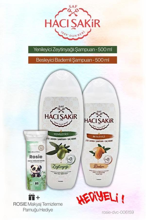Hacı Şakir 2 si 1 Arada Şampuan Bademli ve Zeytinyağlı, Rosie Pamuk - Image 1