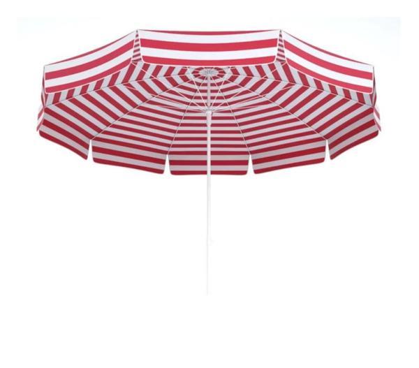 Plaj Şemsiyesi Kırmızı Beyaz Renkli 8 Telli 180 CM Çap Eğim Verilebilir - Image 1