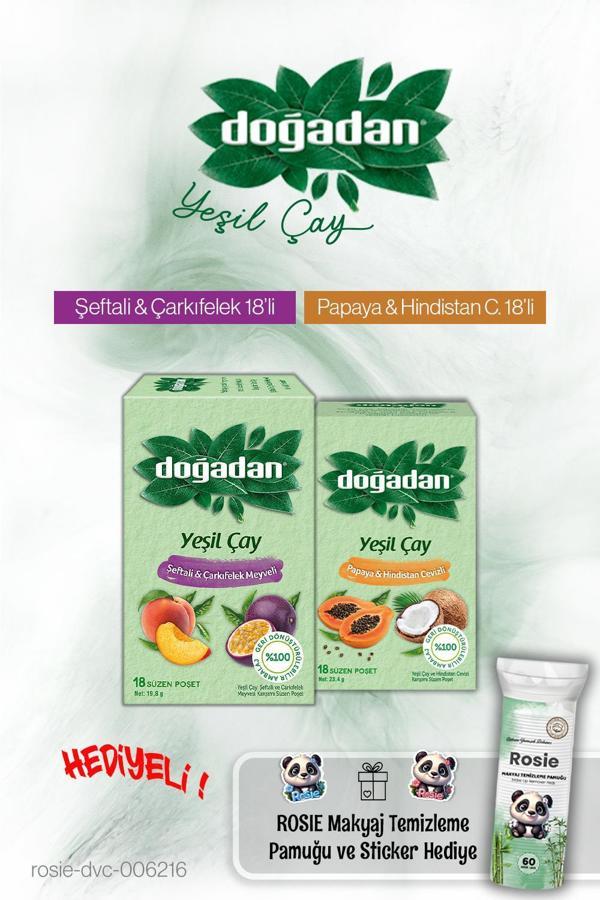 Doğadan Papaya Hindistan Ceviz ve Şeftali Çarkıfelek 18'li ve Rosie Hediyeli - Image 1