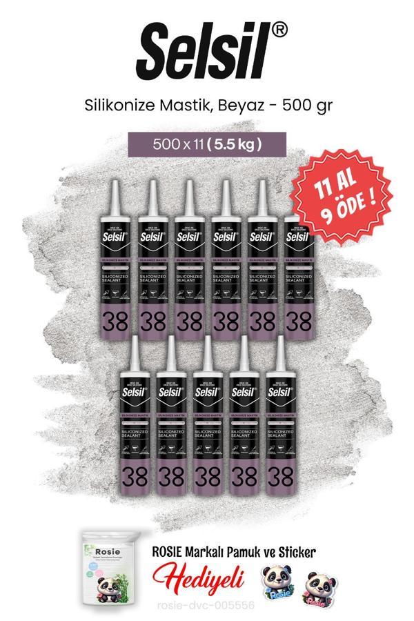 Selsil 500 gr, Silikonize Mastik, Beyaz 11 AL 9 ÖDE ve rosie pamuk - Image 1