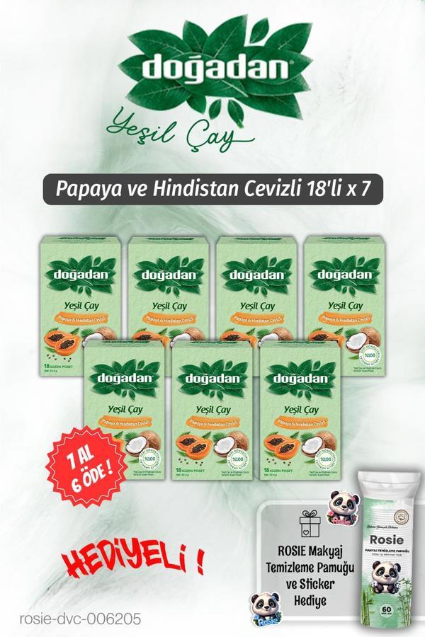Doğadan 7 AL 6 ÖDE Yeşil Çay Papaya Hindistan Cevizli 18'li ve Rosie Pamuk - Image 1