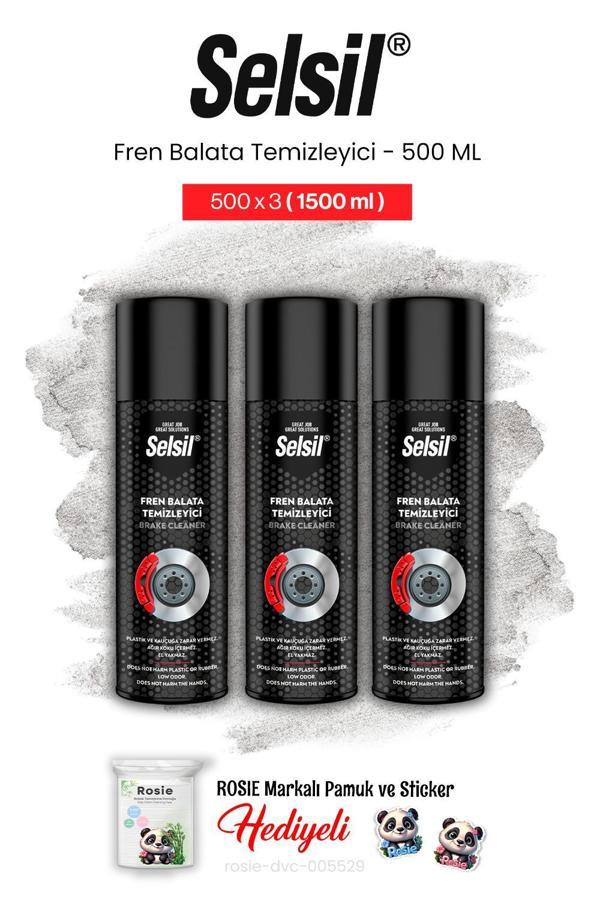 Selsil 3'lü Fren Balata Temizleyici Sprey, 500 ml ve rosie pamuk - Image 1