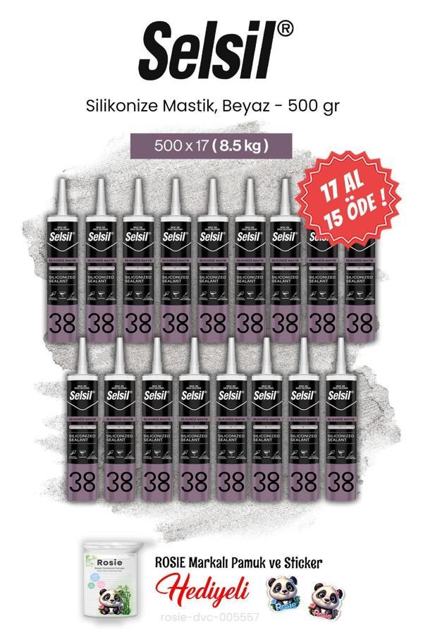 Selsil Silikonize Mastik, 500 gr, Beyaz 17 AL 15 ÖDE ve rosie pamuk - Image 1