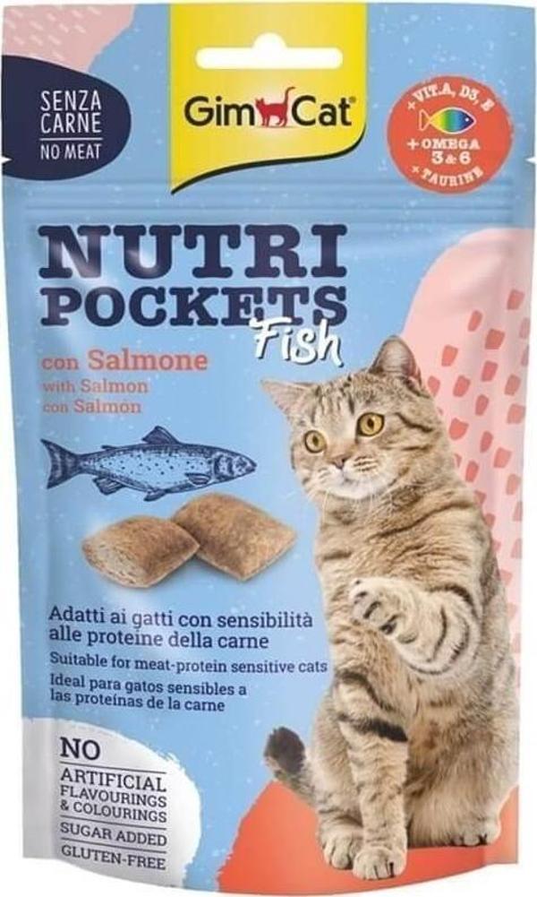 GimCat Nutri Pockets Somon Balıklı Kedi Ödül Maması 60 Gr - Image 1