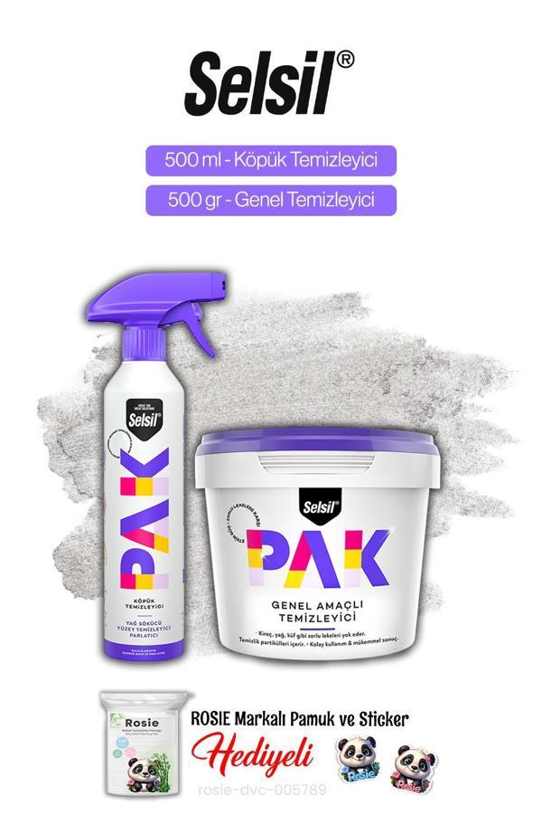 Selsil Pak Köpük Temizleyici 500 ml ve Genel Temizleyici 500 gr, Rosie Hediye - Image 1