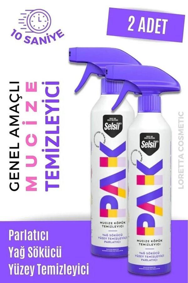 Selsil Pak 500 ml X2 Mucize Köpük Temizleyici Sprey,Yüzey Temizleyici - Image 1