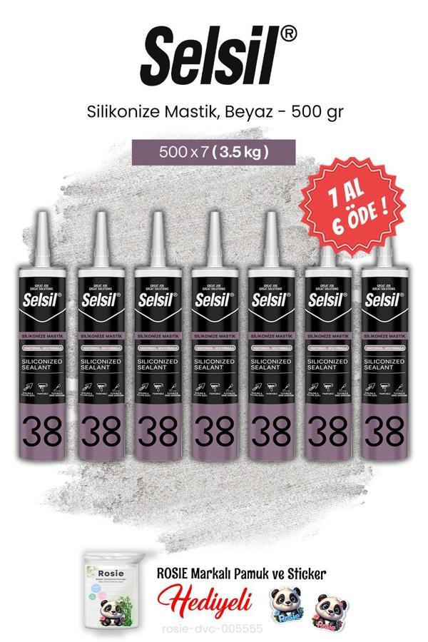 Selsil Silikonize Mastik, 500 gr, Beyaz 7 AL 6 ÖDE ve rosie pamuk - Image 1