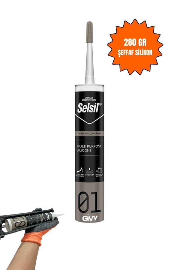 Selsil Genel Amaçlı Şeffaf Silikon 280gr, Suya Dayanıklı - Image 1