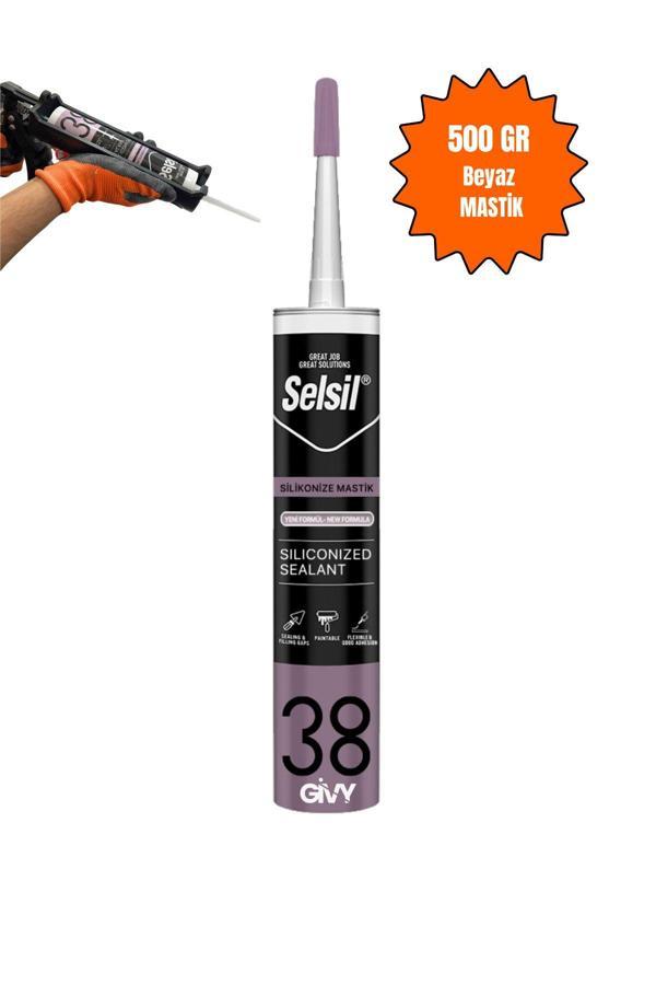 Selsil Silikonize Mastik Beyaz 500gr, Boyanabilir Akrilik Dolgu, Iç Ve Dış Cephe Uygulamaları Için - Image 1