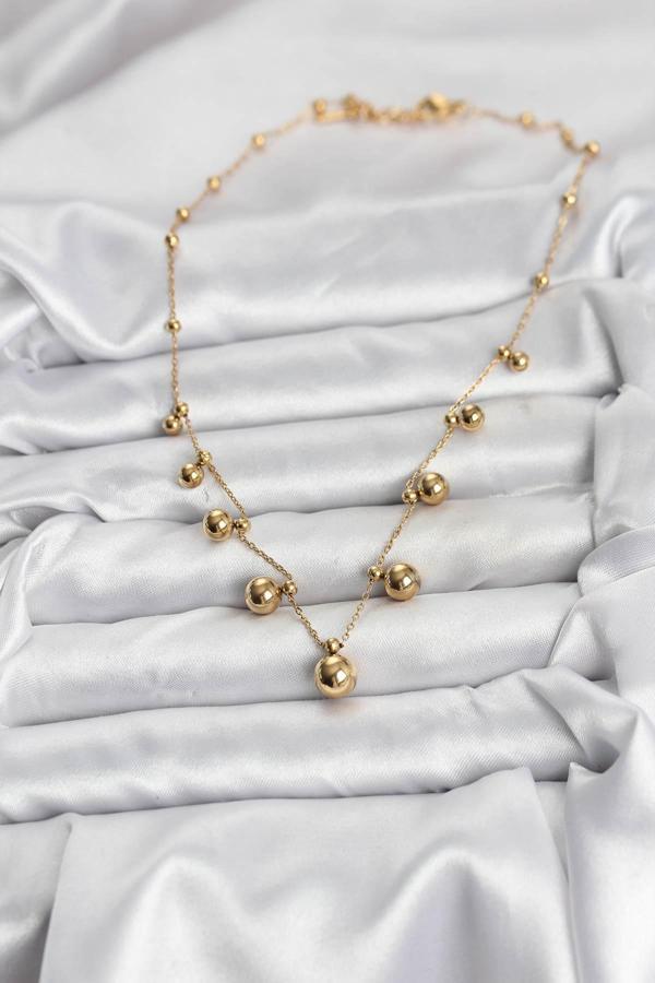 Zarif Boyunlar için Golden Çelik Zincir Topçuklu Kadın Kolye - Image 1