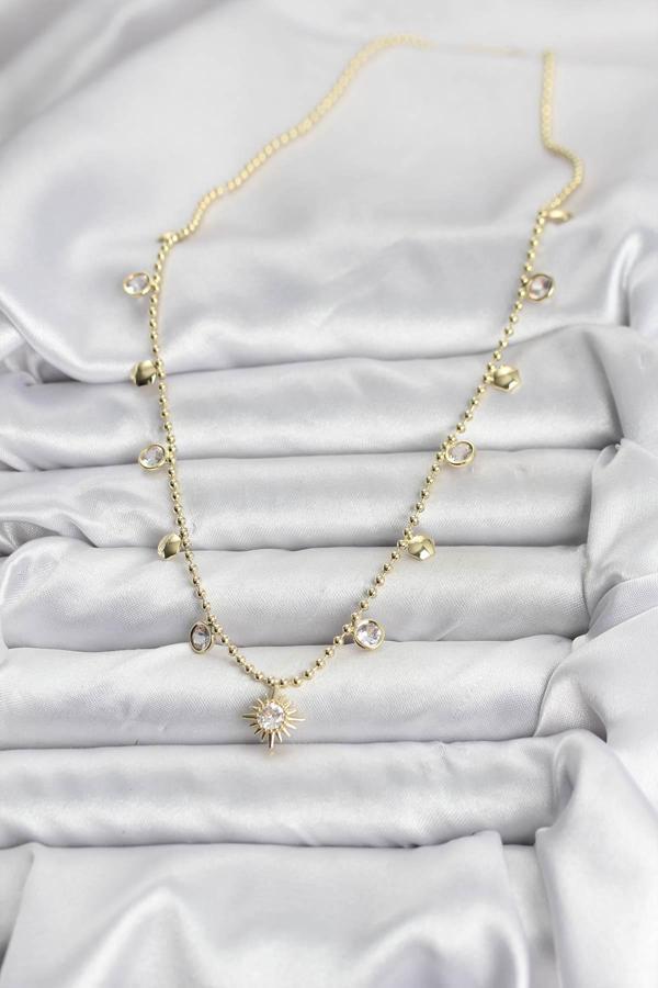 Zarif Kadın için Golden Pirinç Zirkonlu Kutup Yıldızı Kadın Kolye - Image 1