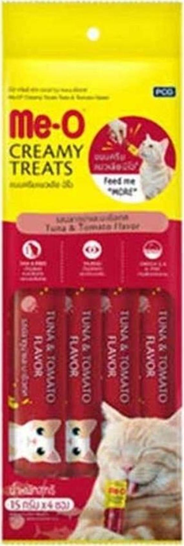 Me-O Creamy Ton Balıklı ve Dometesli Sıvı Kedi Ödülü 4X15 Gr - Image 1