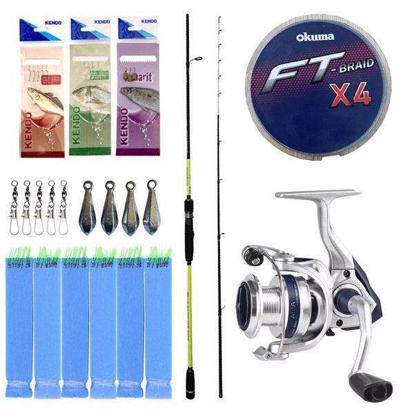 Yek Outdoor Hazır Tekne Oltası Seti Okuma Orata Squid Spin 180cm 100-200gr 2 Parça Tekne Kamışı&Okuma ARIA-6000a Olta Ma - Image 1