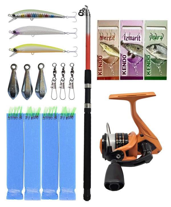 YekOutdoor Çocuk Olta Seti Kendo Elbe 2.10m 70-150gr Olta Kamışı&Okuma X-Otic XT-20NO Neon Orange 1BB Olta Makinesi - Image 1