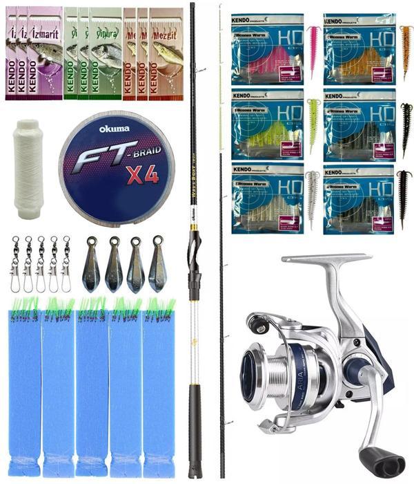 Yek Outdoor Hazır Tekne Oltası Seti Okuma Wave Boat 180H 2 Parça Tekne Kamışı&Okuma ARIA-6000a Olta Makinesi - Image 1