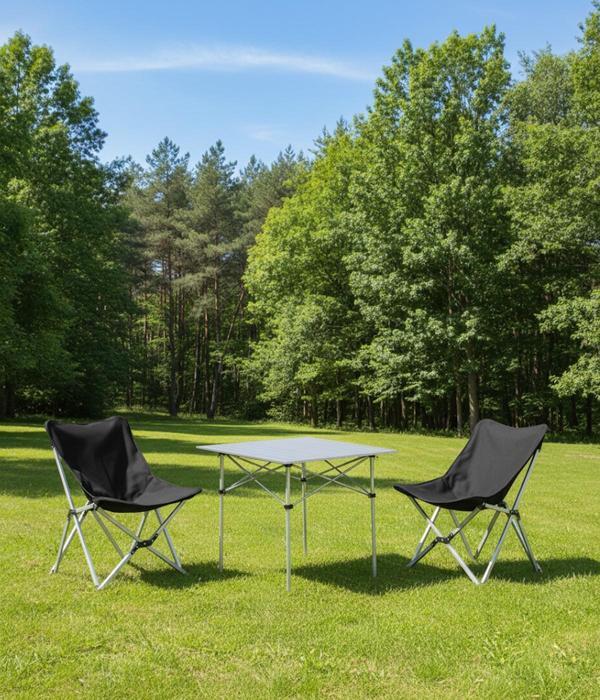 Yek Outdoor 2 Kişilik Alüminyum Kamp Masa Sandalye Seti - Gri  - Image 1