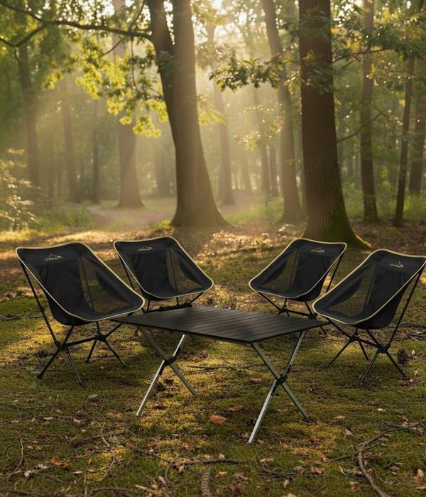 Yek Outdoor 4 Kişilik Kamp Masası ve Sandalye Seti - Siyah - Image 1