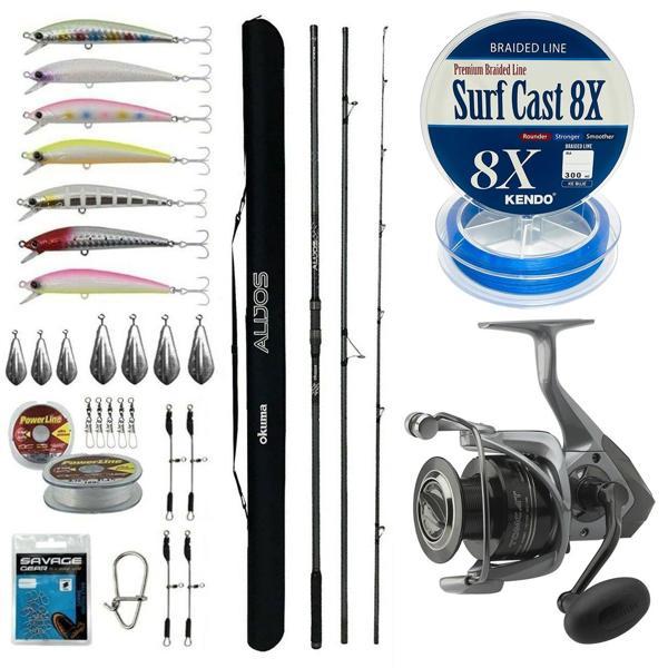 YekOutdoor Yüksek Performans Okuma Olta Seti Okuma Alijos Surf 435 cm 100+250 gr 3 Parça&Okuma Tomcat 8000 Olta Makinesi - Image 1