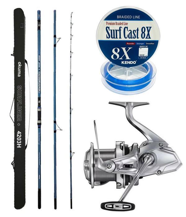 YekOutdoor Profesyonel Olta Seti Okuma Surfliner+ Surf 420cm 3 Parça Olta Kamışı&Shimano Makina Ultegra 14000 XSE - Image 1