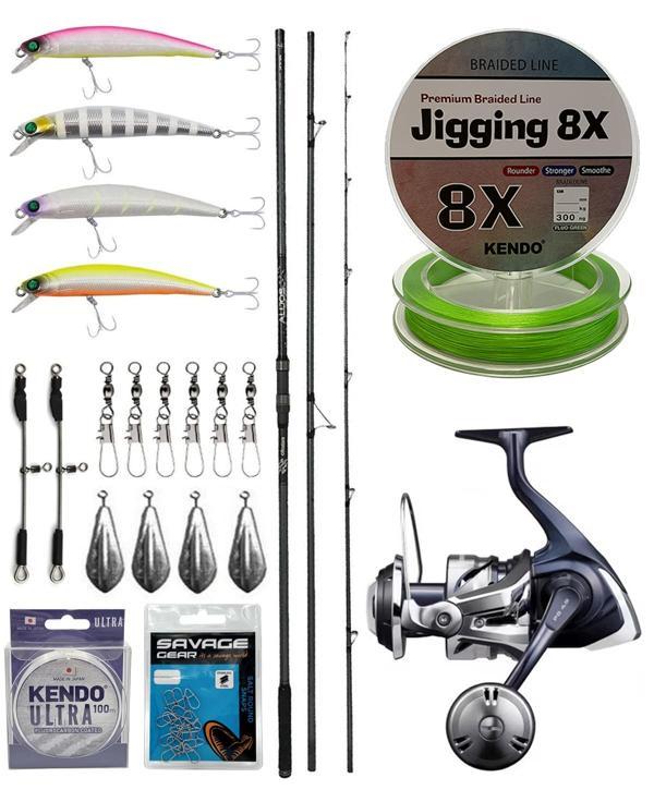 YekOutdoor Profesyonel Olta Seti Okuma Alijos Surf 435 cm 100+250 gr 3 Parça&Shimano Makina Twin Power 8000 SW C PG - Image 1