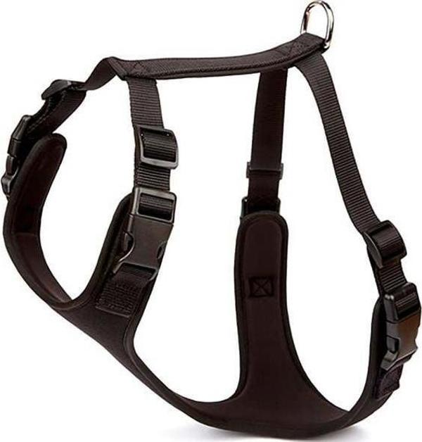 Doggie Havalı Dokuma Köpek Göğüs Tasması Xlarge Siyah 2.5x65-75 Cm - Image 1