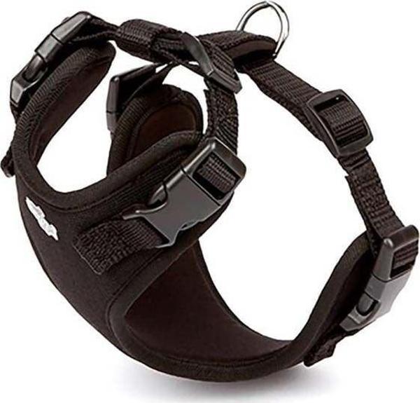 Doggie Havalı Dokuma Köpek Göğüs Tasması Xsmall Siyah 1.5x35-45 Cm - Image 1