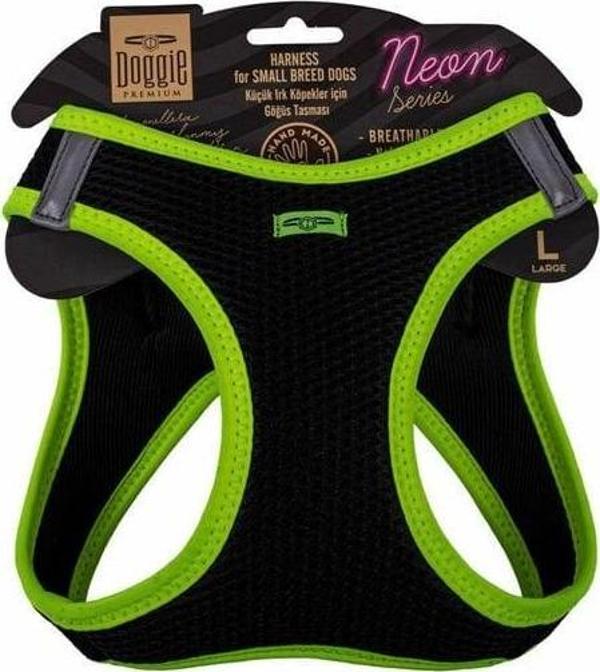 Doggie Havalı Dokuma Neon Küçük Irk Köpek Göğüs Tasması Large Sarı 42-48 Cm - Image 1