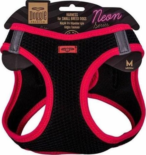 Doggie Havalı Dokuma Neon Küçük Irk Köpek Göğüs Tasması Medium Pembe 38-44 Cm - Image 1