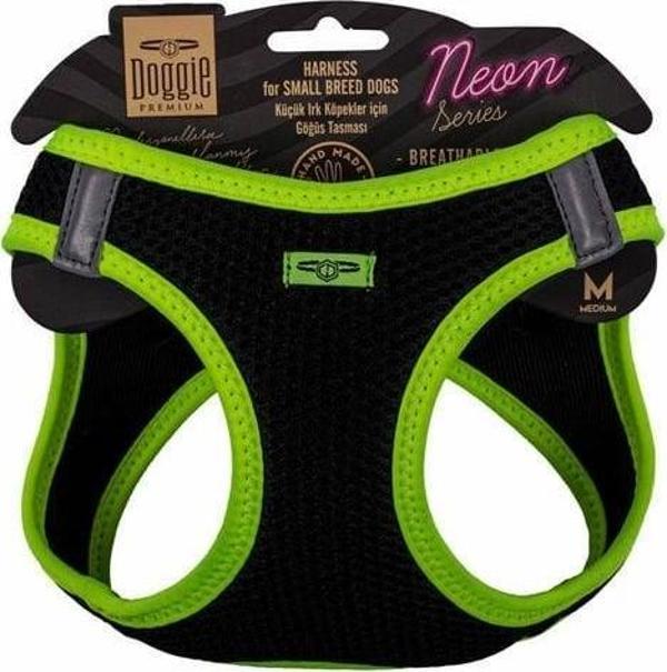 Doggie Havalı Dokuma Neon Küçük Irk Köpek Göğüs Tasması Medium Sarı 38-44 Cm - Image 1