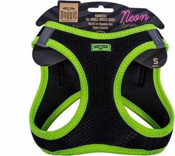 Doggie Havalı Dokuma Neon Küçük Irk Köpek Göğüs Tasması Small Sarı 32-38 Cm - Image 1