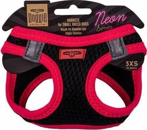 Doggie Havalı Dokuma Neon Küçük Irk Köpek Göğüs Tasması Xxxsmall Pembe 22-26 Cm - Image 1
