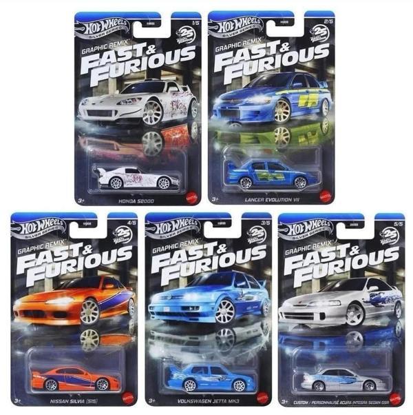Hot Wheels Fast & Furious Graphic Remix Serisi 5’li Set Diecast Koleksiyon Araba - Image 1