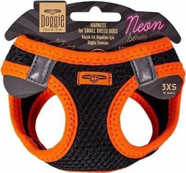 Doggie Havalı Dokuma Neon Küçük Irk Köpek Göğüs Tasması Xxxsmall Turuncu 22-26 Cm - Image 1