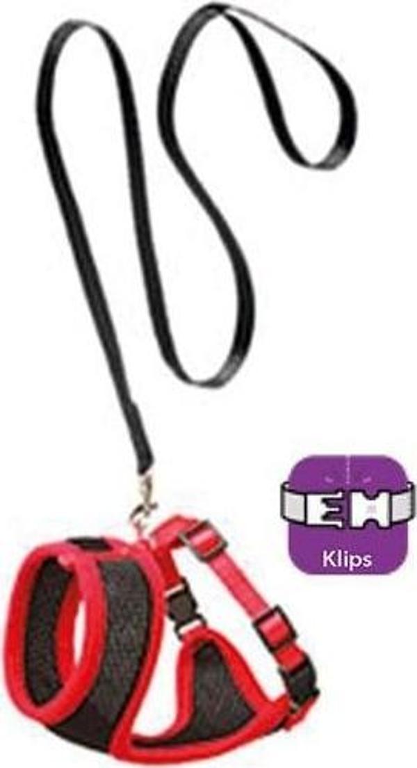 Karlie Kedi Göğüs ve Uzatma Tasması Takımı Kırmızı/Siyah 30-42 Cm 110 Cm - Image 1