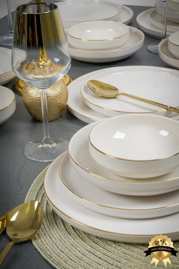 Heda Porselen Rüya Altın Yaldız 24 Parça 6 Kişilik Porselen Yemek Takımı - Image 1