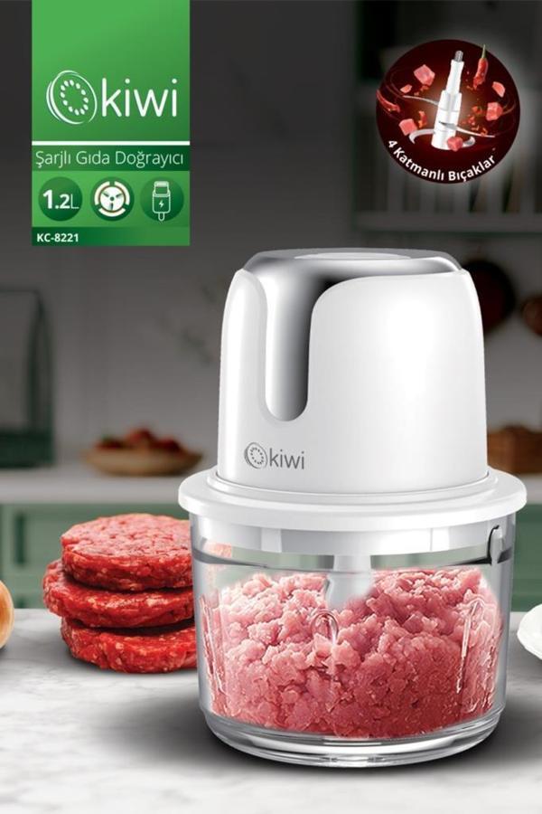 Kiwi KC-8221 Kablosuz Şarjlı Gıda Doğrayıcı 1.2 L Gümüş - Image 1