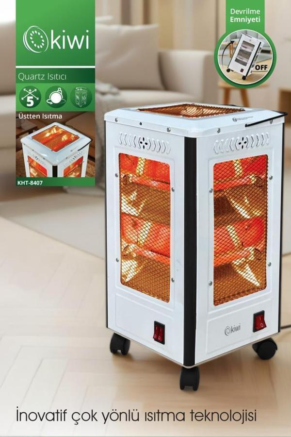 Kiwi KHT-8407 Quartz Isıtıcı 5 Yönlü Isıtma & Enerji Tasarruflu Kuvars Tüp & Taşınabilir Tasarım - Image 1