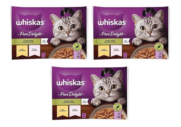 Whiskas Pouch Pure Delight Jöle İçinde Tavuklu ve Somonlu Yetişkin Kedi Konservesi 12x85 Gr - Image 1